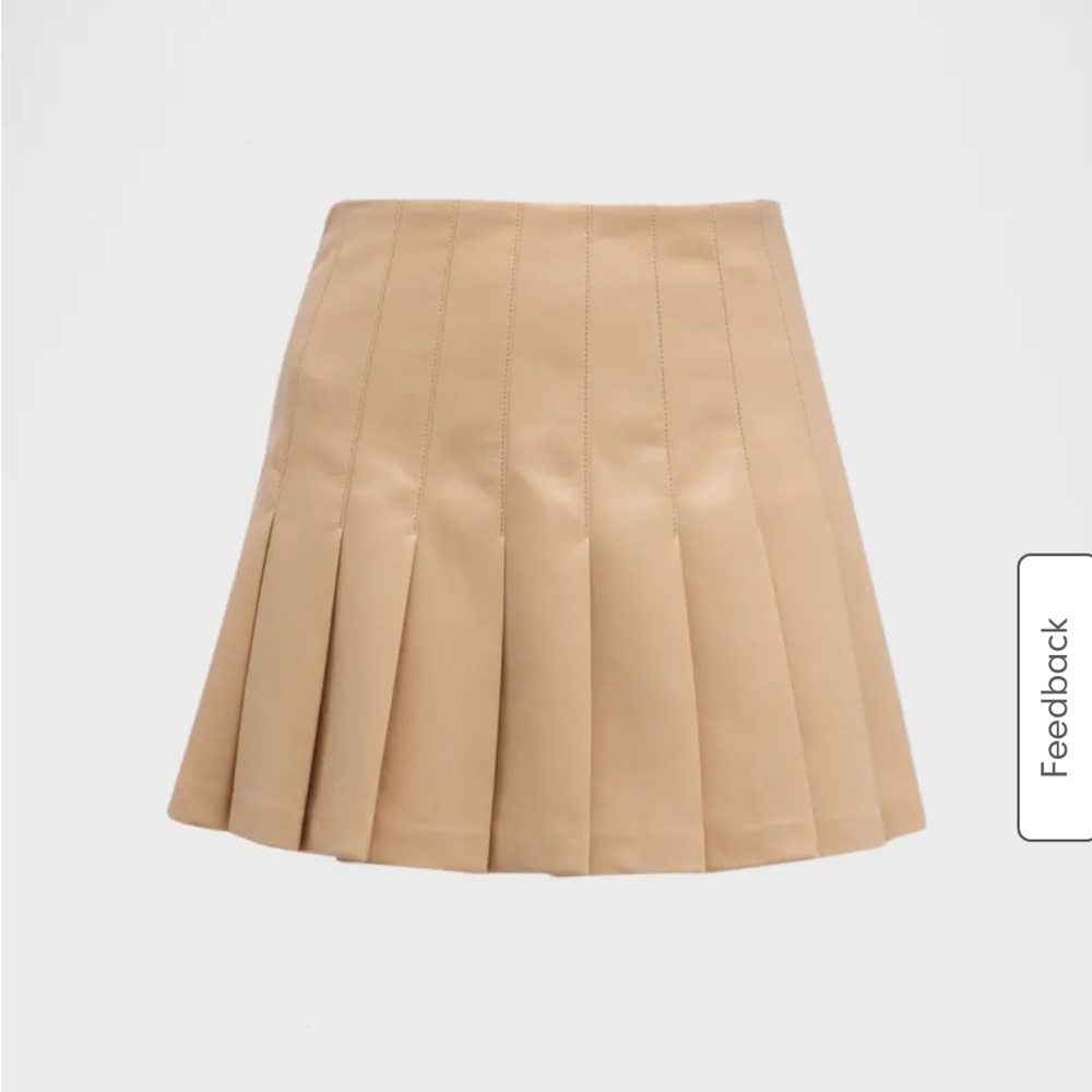 Alice + Olivia Tan Mini Skater Skirt Pleated Work